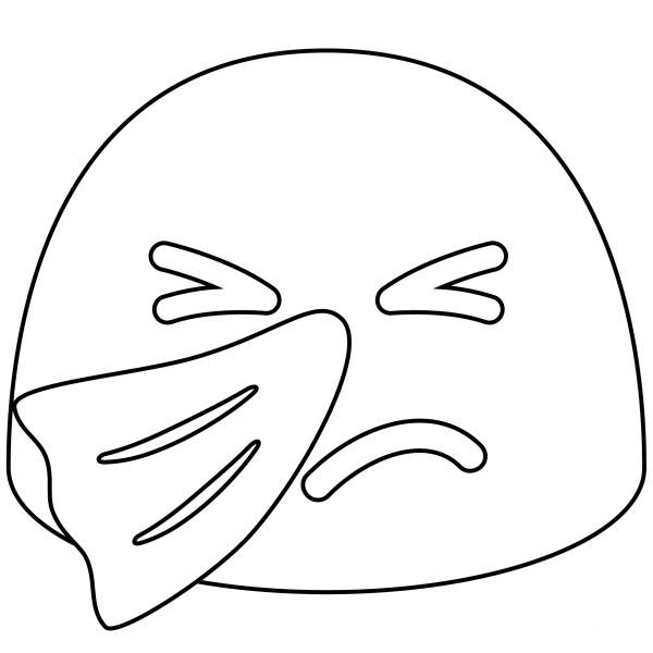 Sneezing Face Emoji coloring page image
