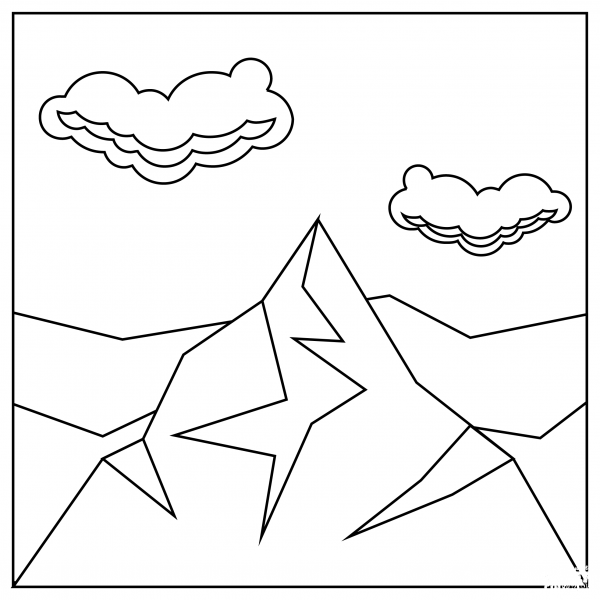 Snow Capped Mountain coloring page image