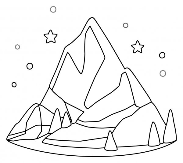 Snow Capped Mountain Emoji coloring page image