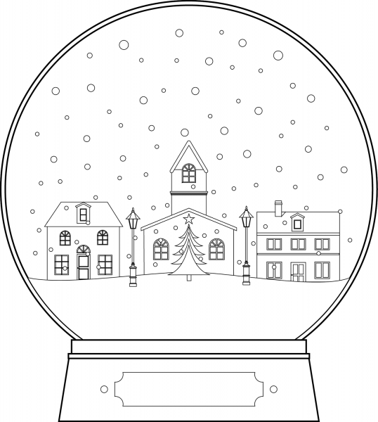 Snow Globe Christmas Town coloring page image