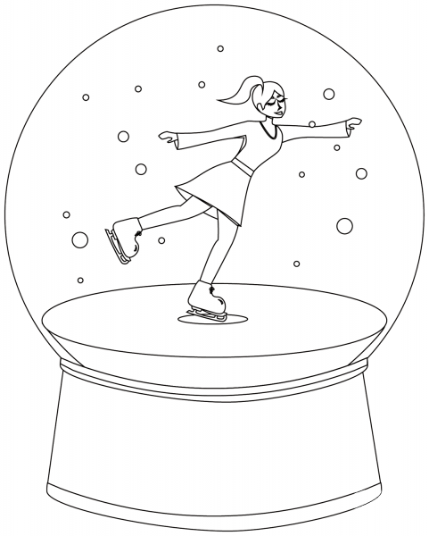 Snow Globe with Ice Skater coloring page image