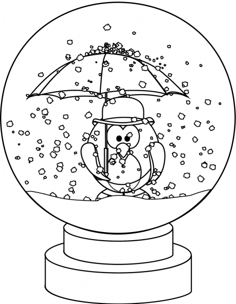 Snow Globe with Penguine coloring page image