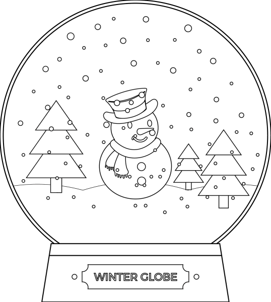 Snow Globe with Snowman coloring page image