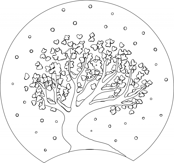 Snow Globe with Tree in Snow coloring page image