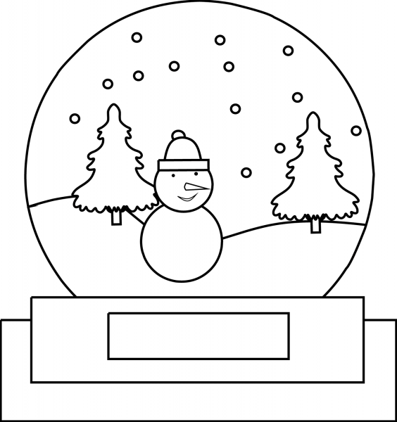 Snow Globe with Winter Landscape coloring page image