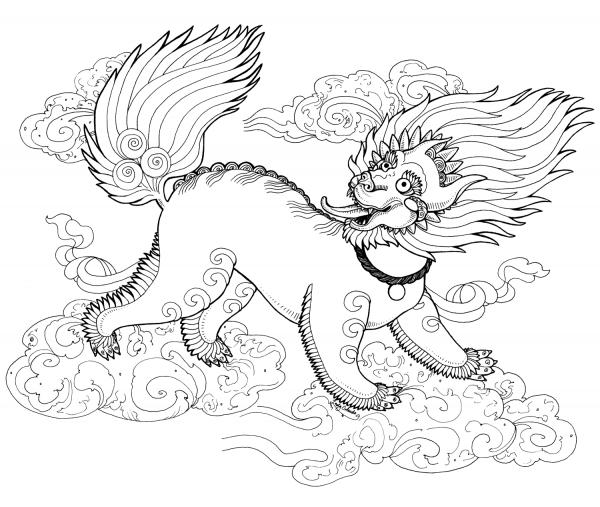 Snow Lion Zentangle coloring page image