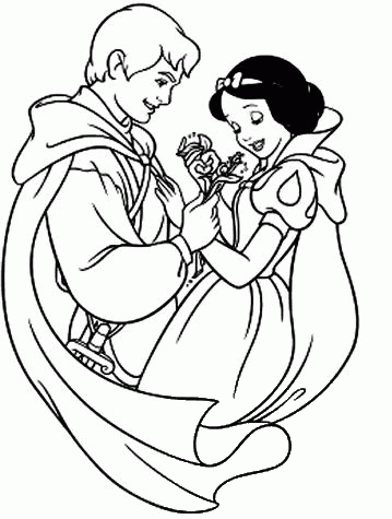 Snow White and The Prince  coloring page image