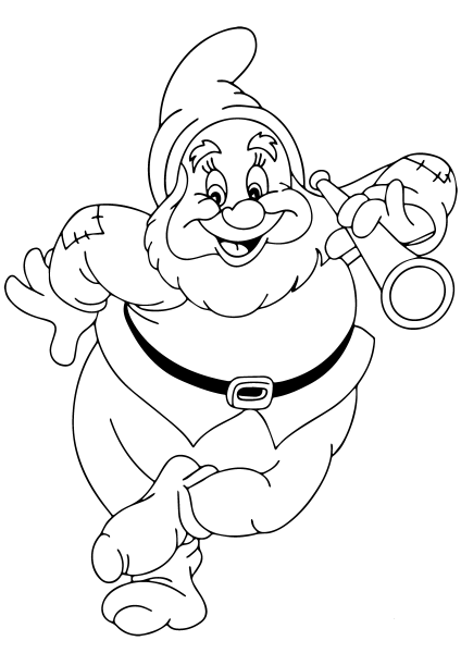 Snow White Happy Dwarf coloring page image