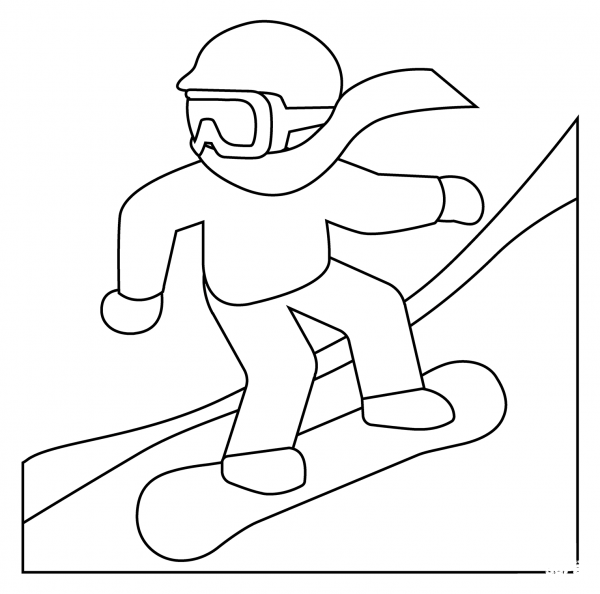 Snowboarder Emoji coloring page image