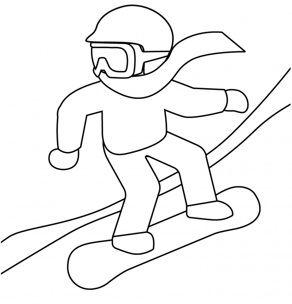 Snowboarder Emoji coloring page image