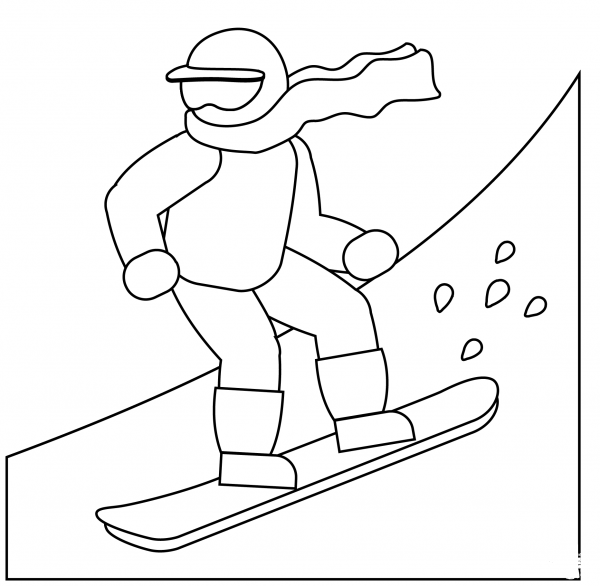 Snowboarder Emoji coloring page image