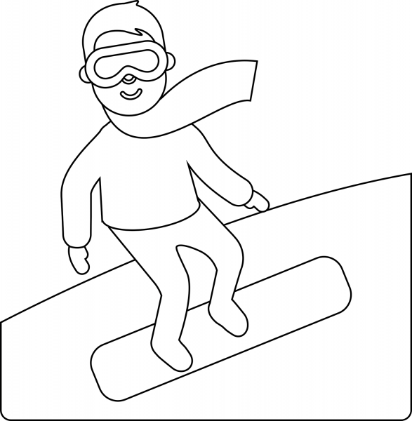 Snowboarder Emoji coloring page image