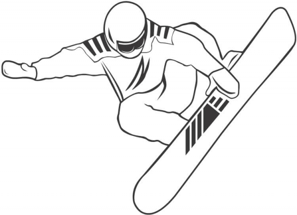 Snowboarding coloring page image