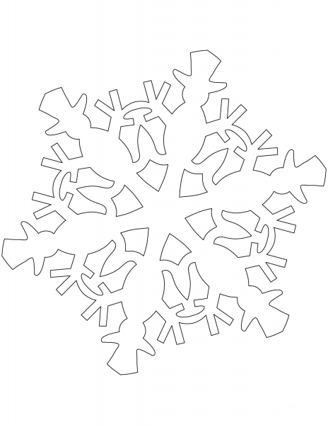 Snowflake Pattern with Snowman coloring page image
