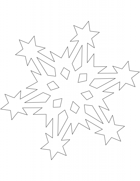 Snowflake Pattern with Stars coloring page image
