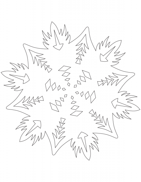 Snowflake with Abstract Pattern coloring page image