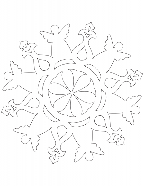 Snowflake with an Angel coloring page image
