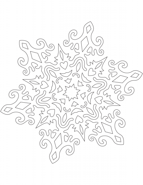 Snowflake with Baroque Pattern coloring page image