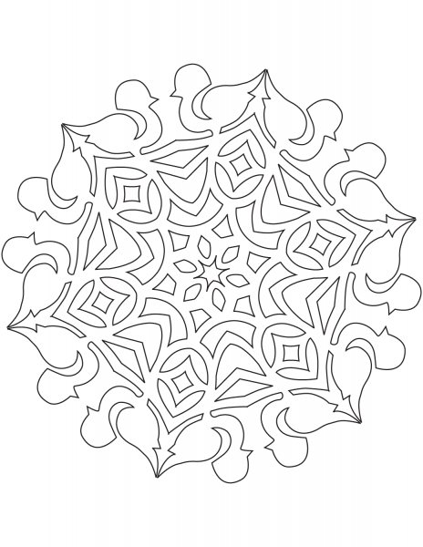 Snowflake with Bullfinch Bird coloring page image