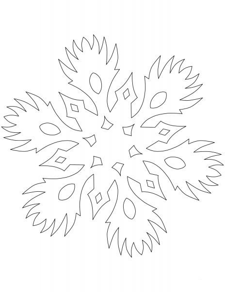 Snowflake with Burning Pattern coloring page image