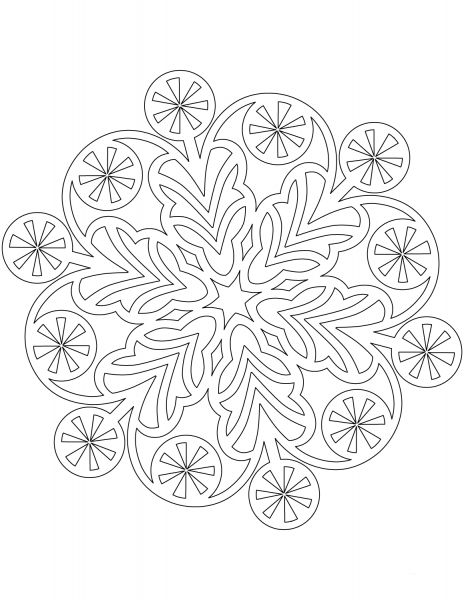 Snowflake with Lollipops coloring page image