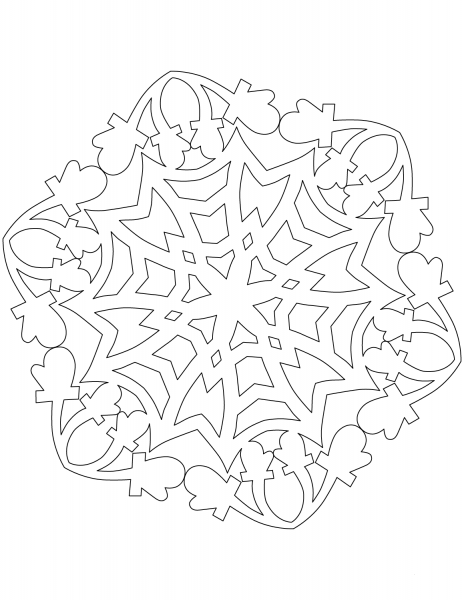 Snowflake with Mittens coloring page image