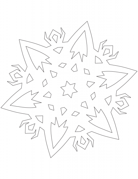 Snowflake with Ritual Creatures coloring page image
