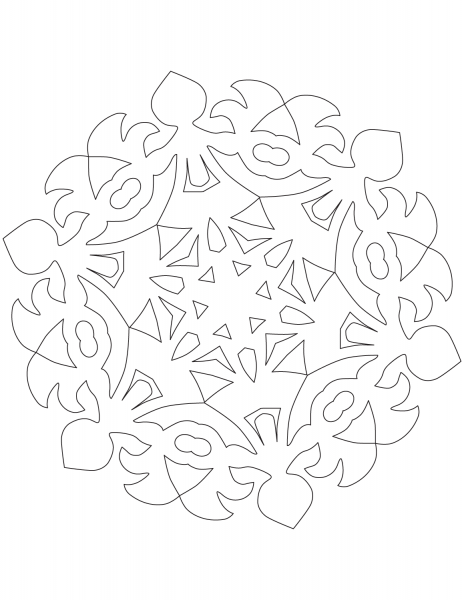 Snowflake with Round Dance Pattern coloring page image