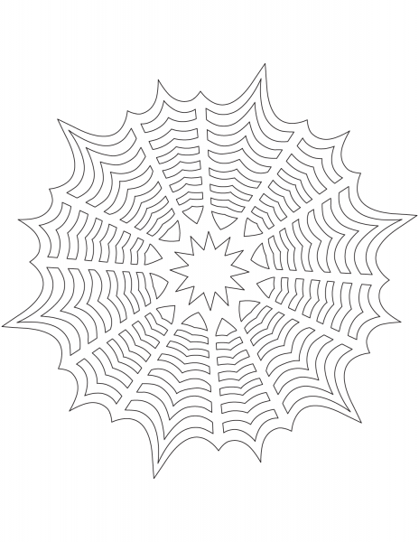 Snowflake with Spiderweb Pattern coloring page image