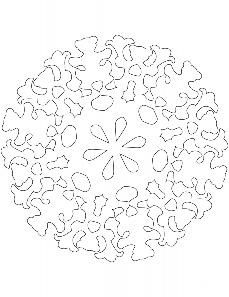 Snowflake with Teddy Bear coloring page image