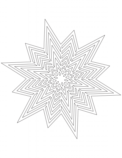Snowflake with Thin Crystals Pattern coloring page image