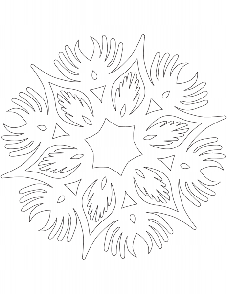 Snowflake with Wings coloring page image