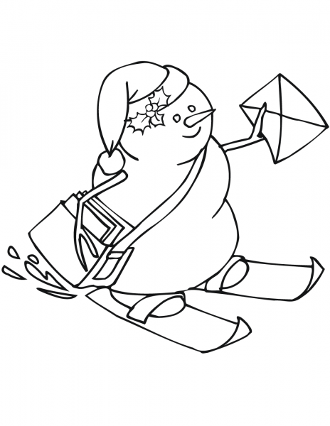 Snowman Postman coloring page image