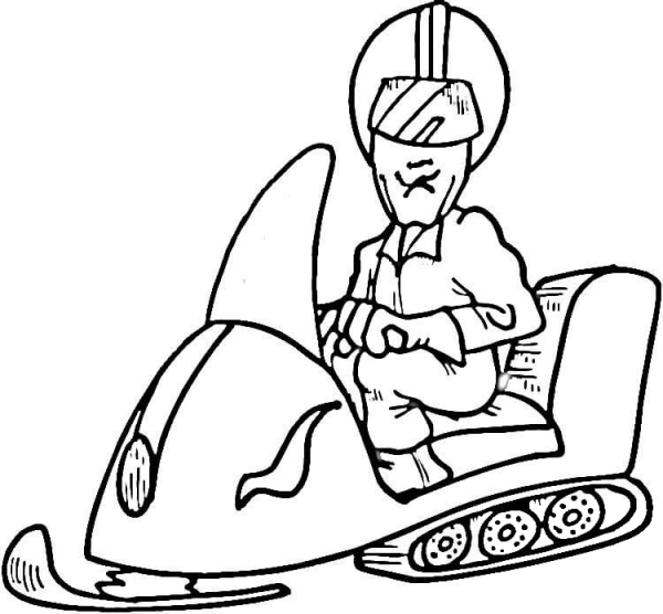 Snowmobile coloring page image