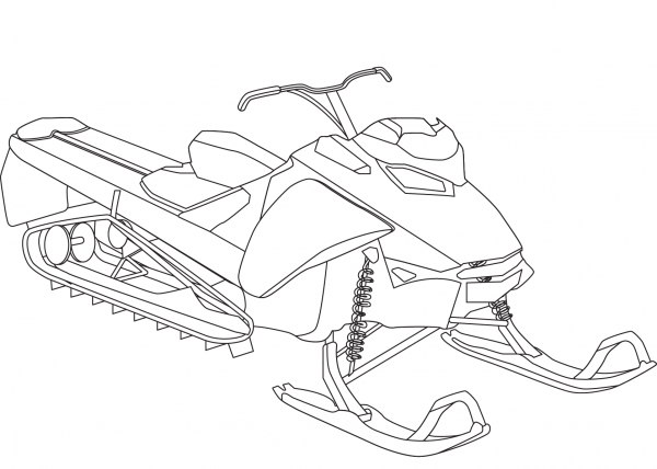 Snowmobile coloring page image