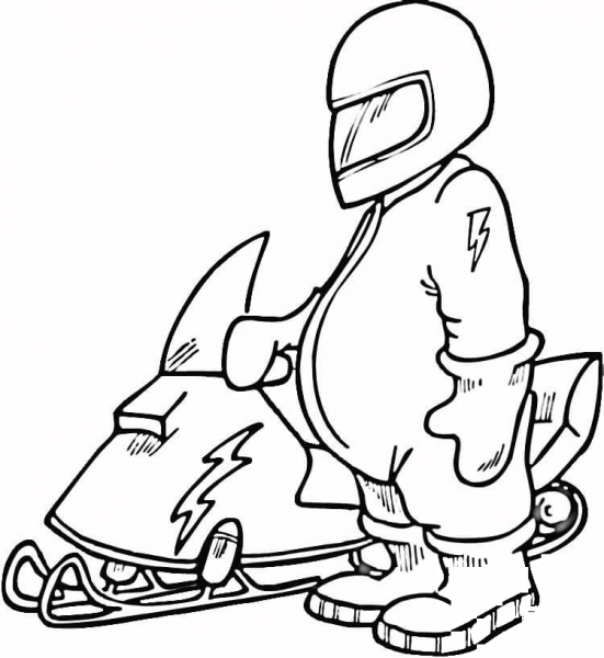 Snowmobile Driver coloring page image