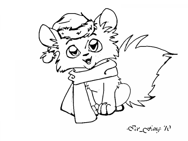 Snowy Kitty coloring page image