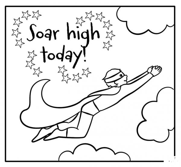 Soar High Today – Encouraging Notes with Superheros coloring page image