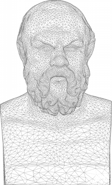 Socrates Bust 3D Wireframe coloring page image