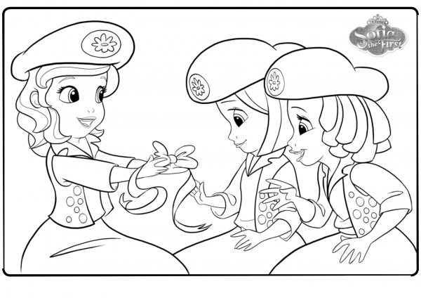 Sofia and Buttercups coloring page image