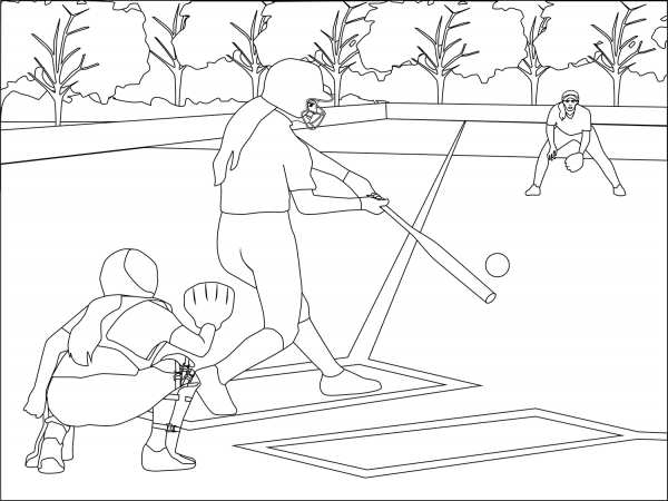 Softball coloring page image