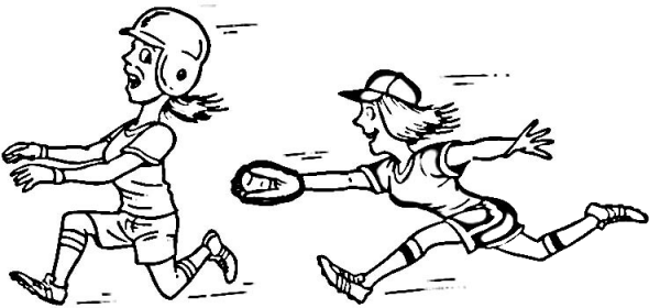 Softball Players  coloring page image