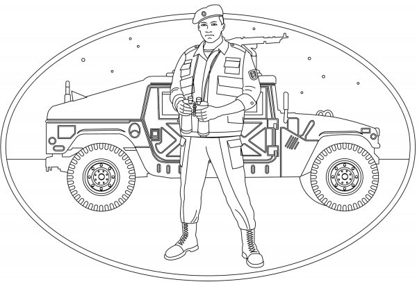Soldier coloring page image