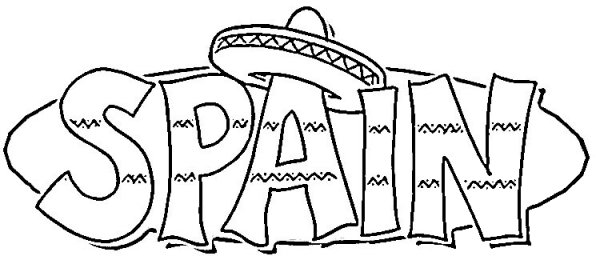 Sombrero on the Spain coloring page image