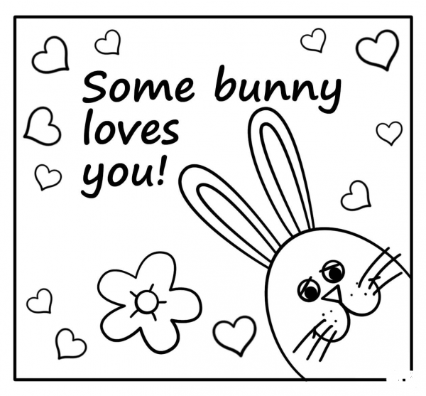 Some Bunny Loves You – Encouraging Easter Note coloring page image