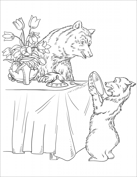 “Somebody Has Been at My Porridge and Has Eaten It All up” Said the Baby Bear coloring page image