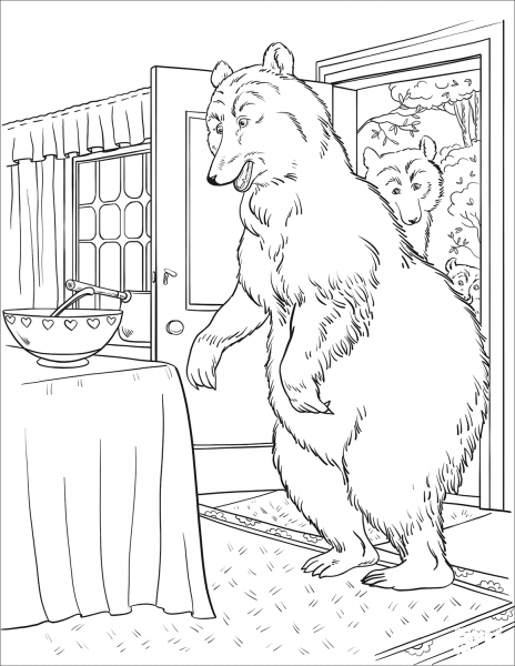 “Somebody Has Been at My Porridge” Said the Papa Bear coloring page image
