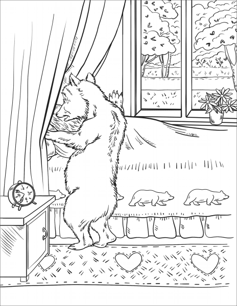 “Somebody Has Been Lying in My Bed and Here She is” Said the Baby Bear coloring page image