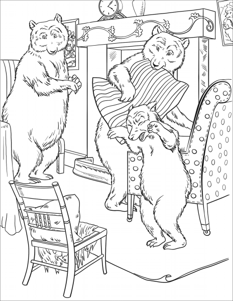 “Somebody Has Been Sitting in My Chair and Has Sat the Bottom out of It” Said the Baby Bear coloring page image
