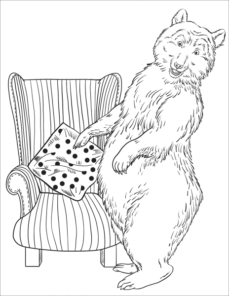 “Somebody Has Been Sitting in My Chair” Said the Papa Bear coloring page image